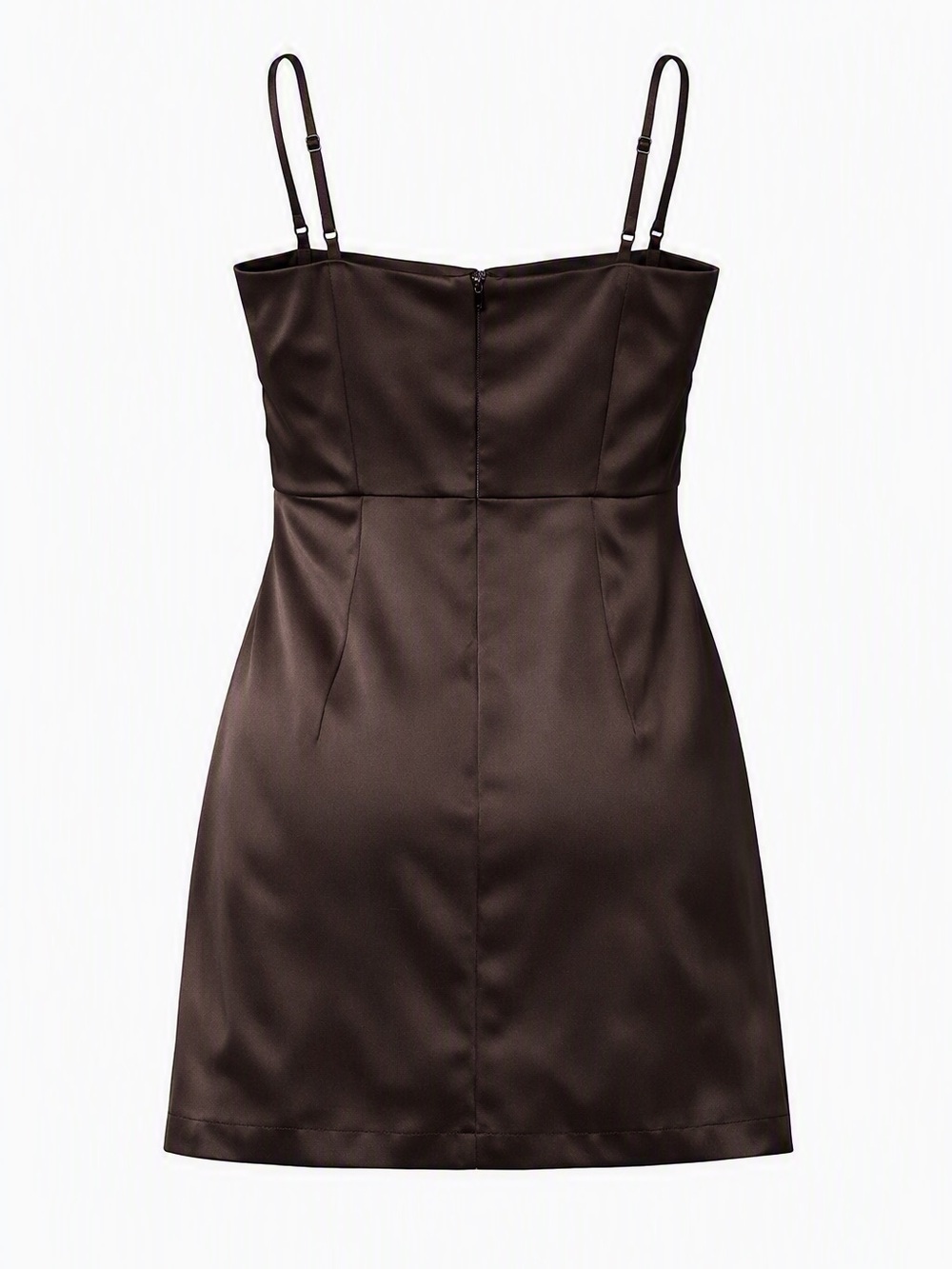 Xscape Chocolate Brown Satin Slip Dress with Adjustable Straps